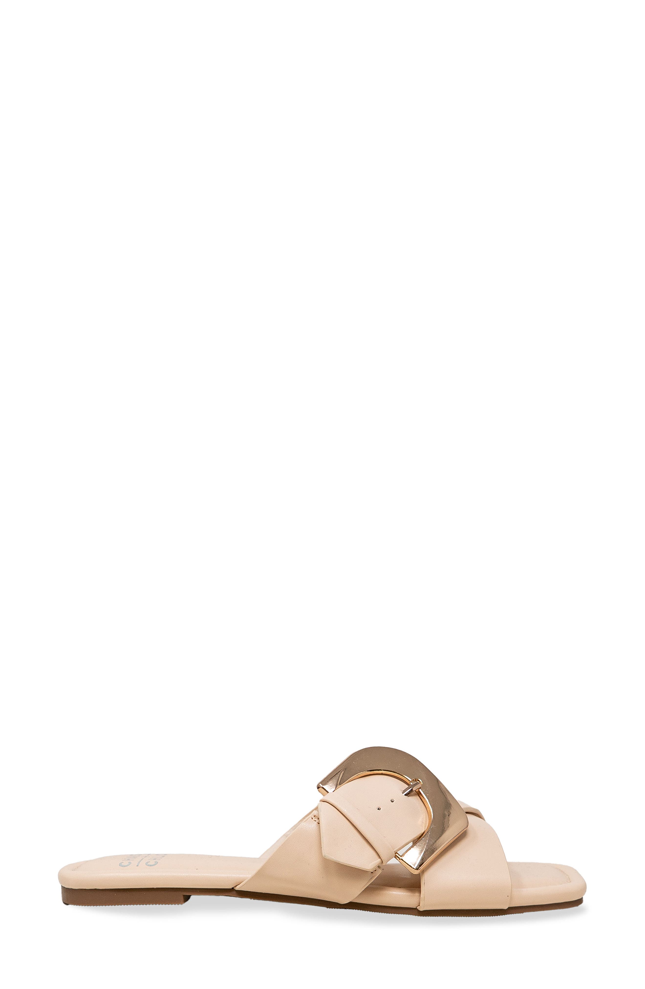 Cross Strap Slide Sandal, Alternate, color, BEIGE PU