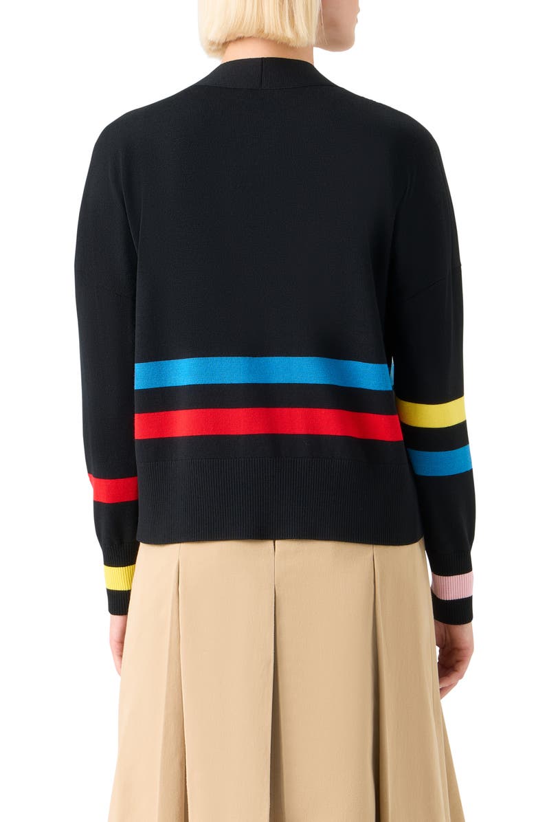 Akris punto Stripe Virgin Wool Cardigan, Alternate, color, Black-Multicolor