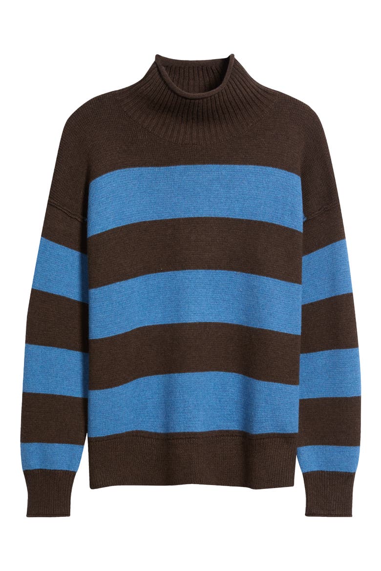 Maggie Rollneck Stripe Sweater, Alternate, color, CHOCOLATE AND CORONET
