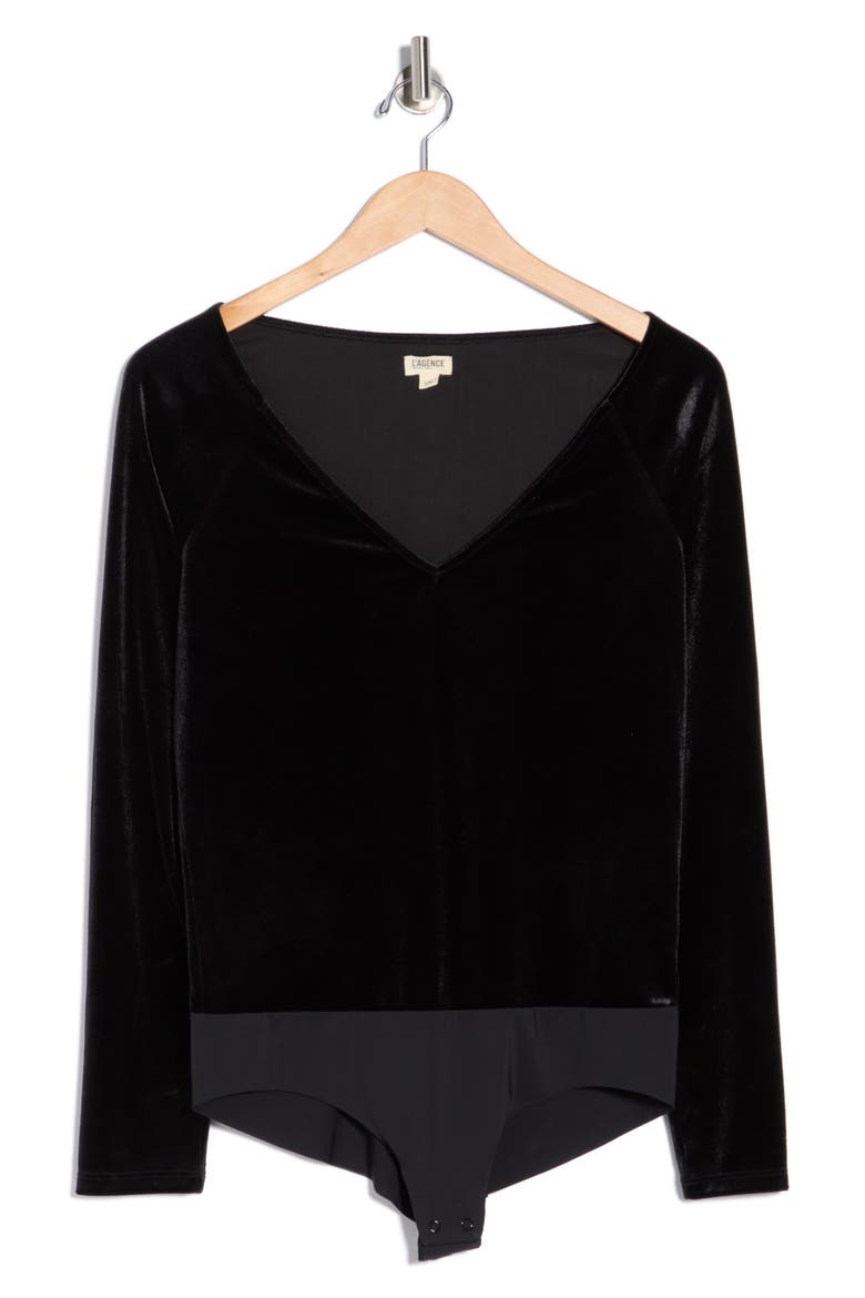Winona Long Sleeve Bodysuit, Alternate, color, BLACK