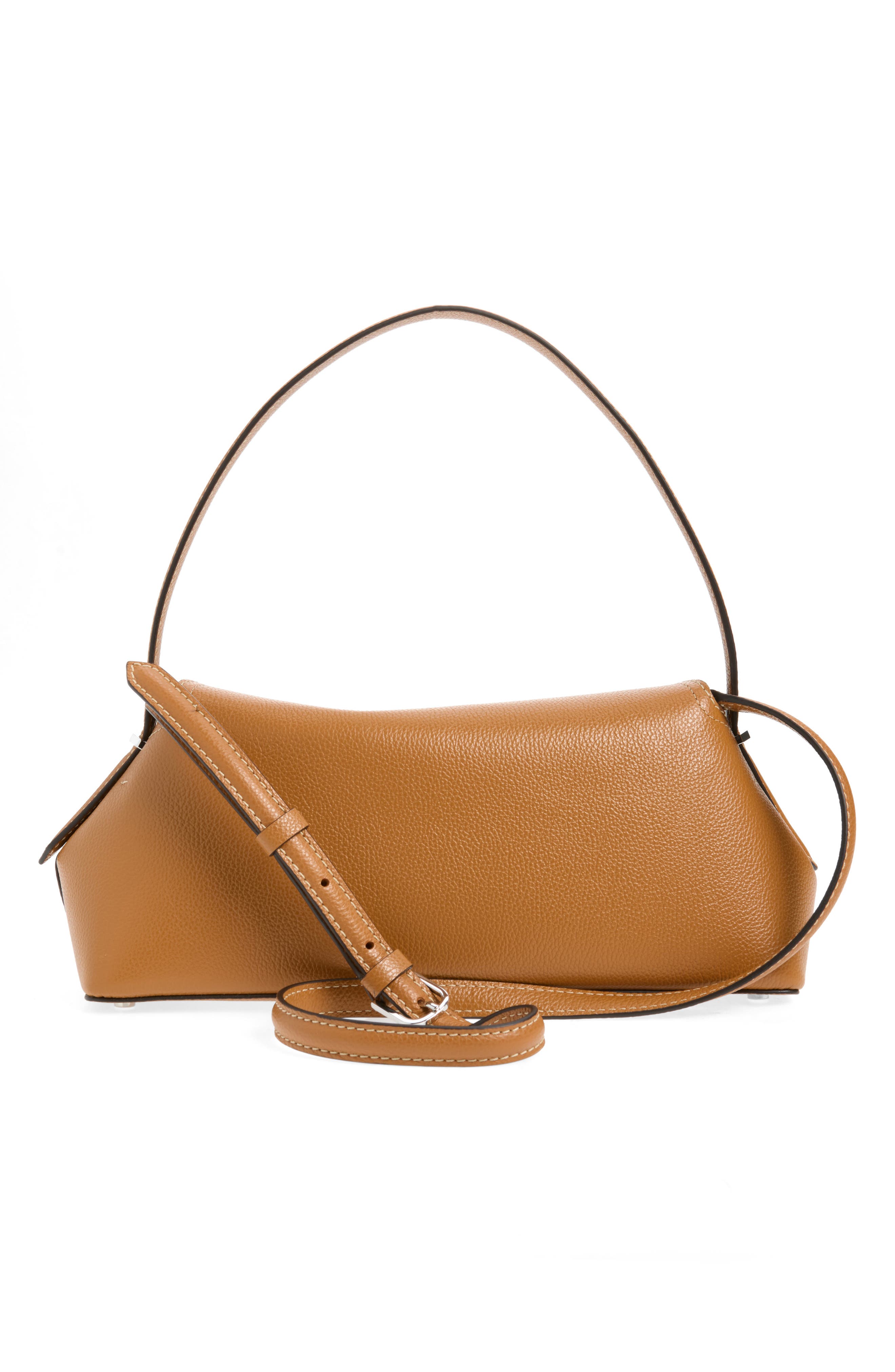 T-Lock Leather Shoulder Bag, Alternate, color, TAN