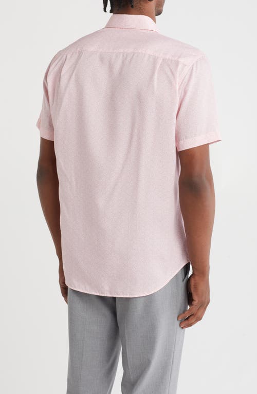 David Donahue Print Short Sleeve Sport Shirt In Pink