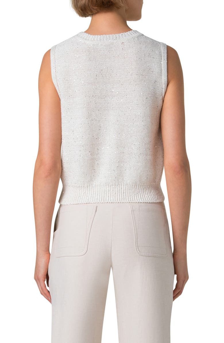 Akris Microsequin Linen Blend Sleeveless Sweater, Alternate, color, 