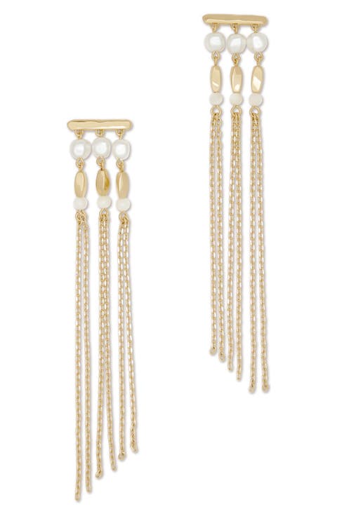 Viona Mother-of-Pearl Linear Drop Earrings