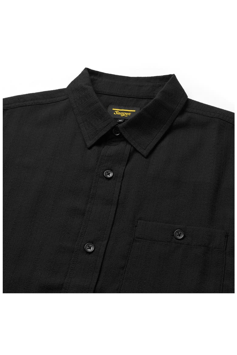 Caldera Stripe Jacquard Short Sleeve Button-Up Shirt, Alternate, color, BLACK