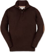 Hope & Henry Kids' Organic Half Zip Pullover Sweater with Elbow Patches