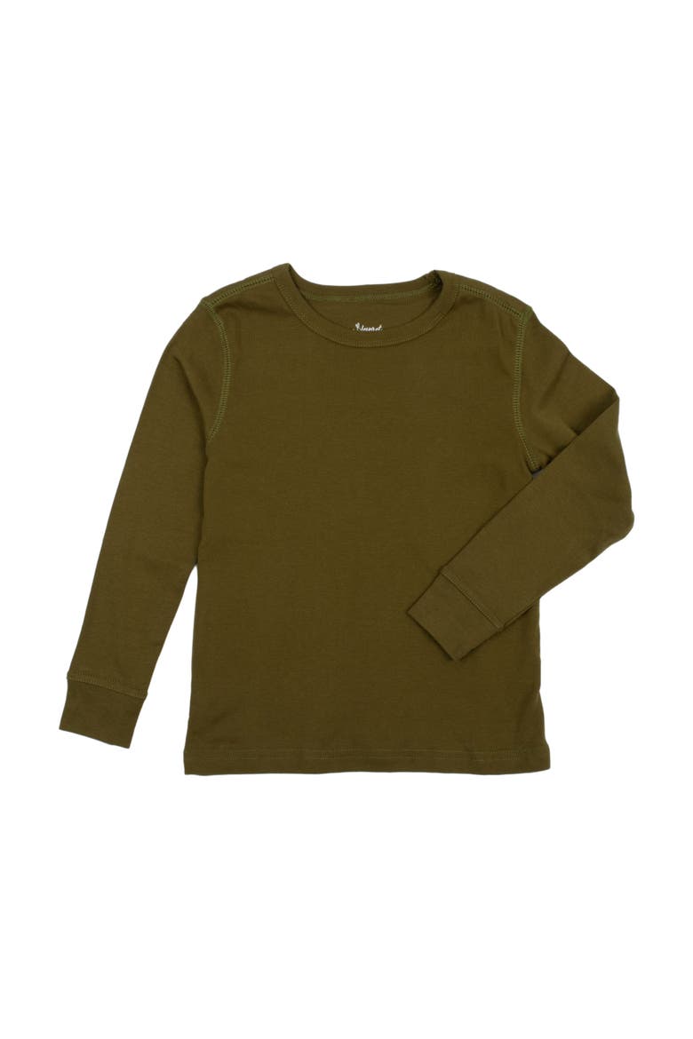Kids Long Sleeve T-Shirt, 100% Cotton, Solid Colors, Alternate, color, Olive