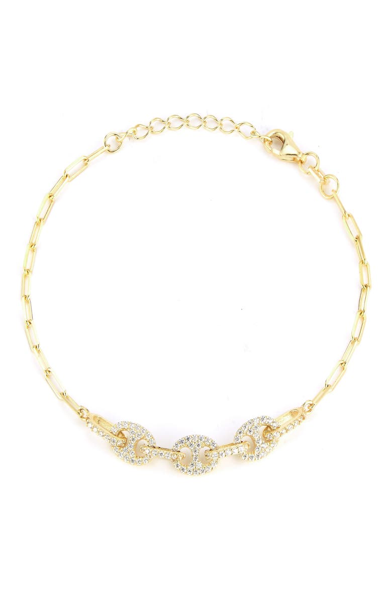 Pavé Cubic Zirconia Link Bracelet, Main, color, GOLD