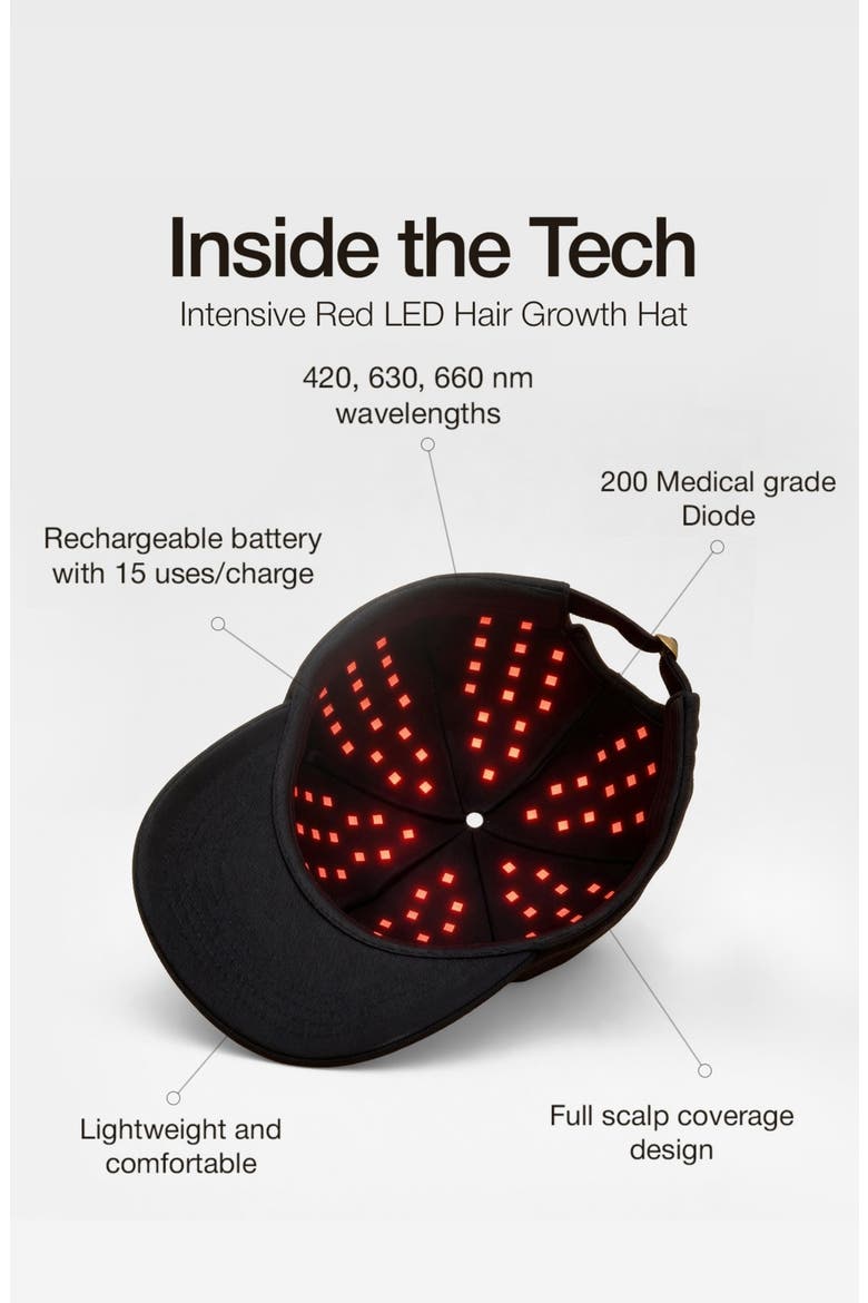 OOO Red LED Scalp Health Cap, Alternate, color, BLACK