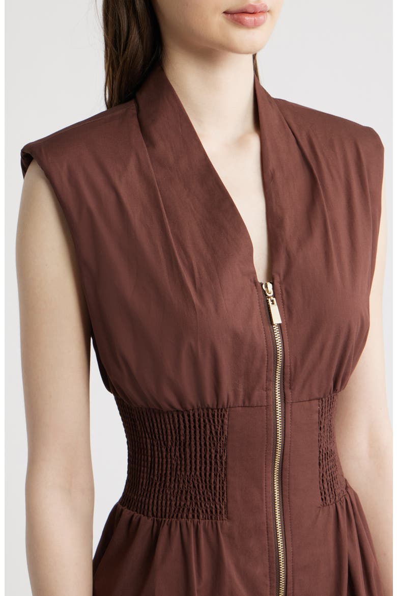 Sleeveless Cotton Midi Dress, Alternate, color, BROWN
