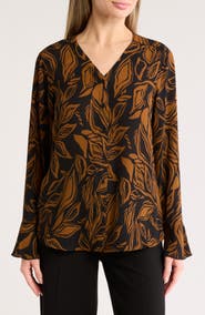 T Tahari Long Sleeve Button-Up Top