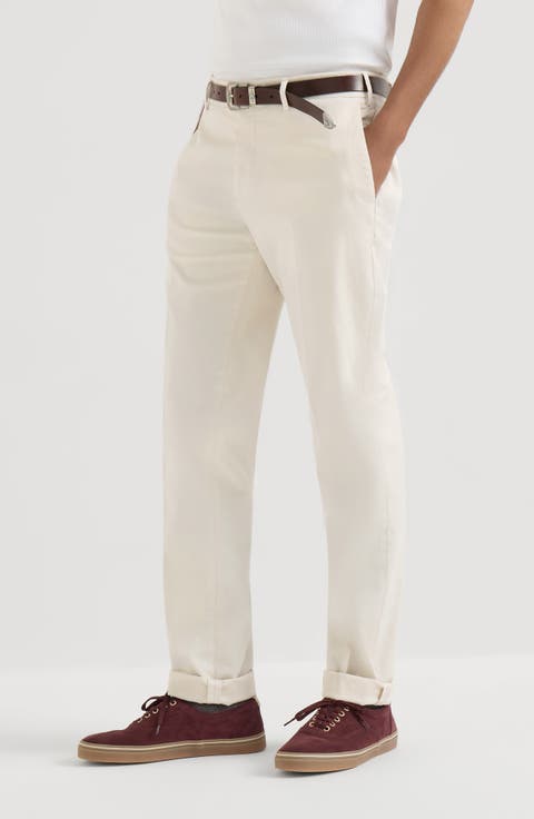 Garment-dyed Italian fit trousers in American Pima comfort cotton gabardine
