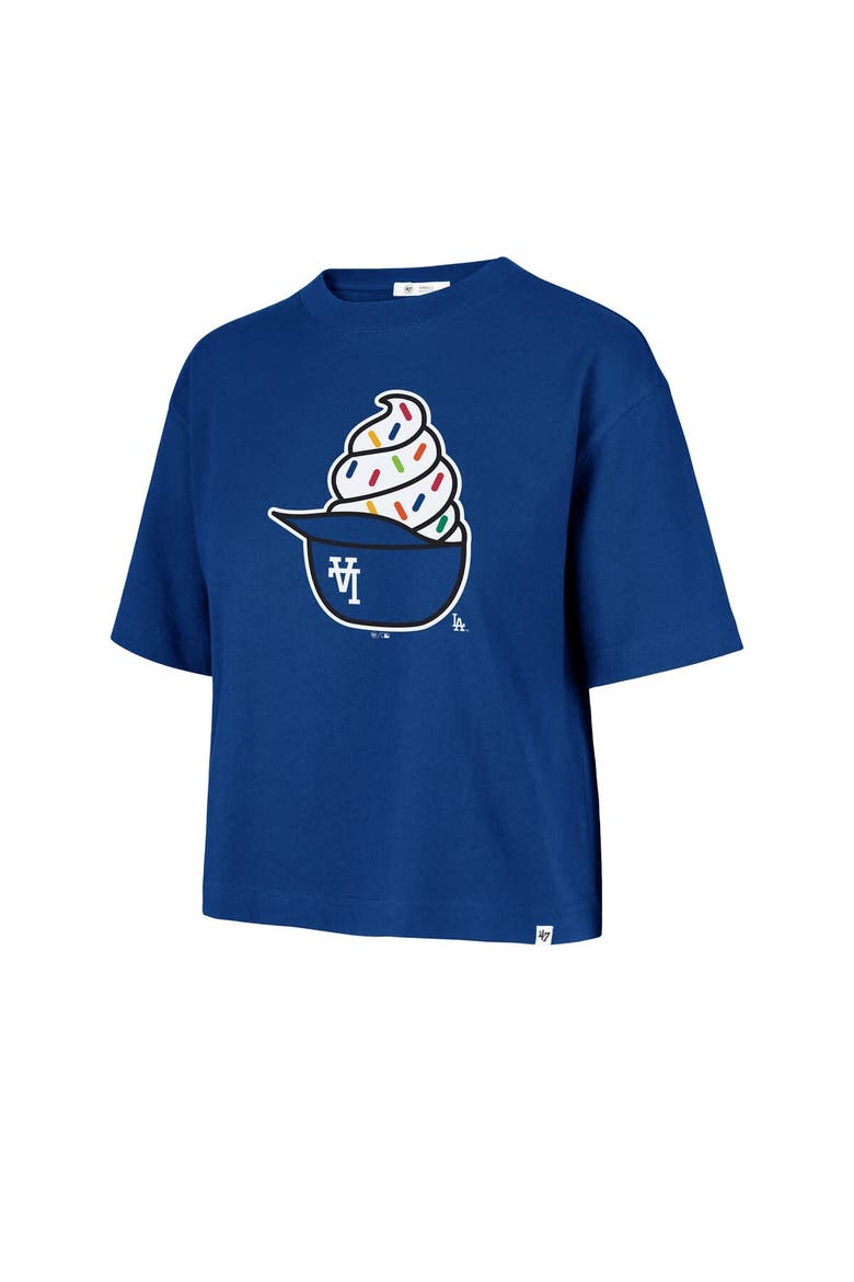 Women's '47  Royal Los Angeles Dodgers Ice Cream Helmet T-Shirt, Alternate, color, Royal