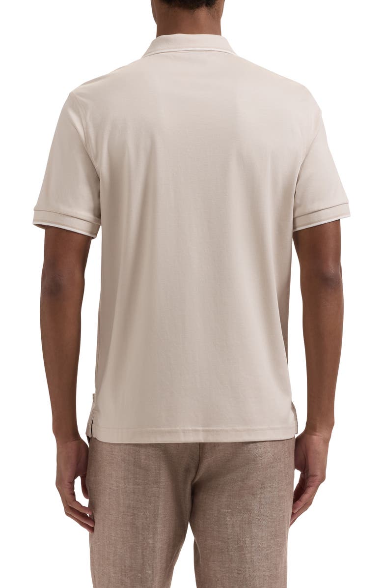 Bugatchi Tipped Pima Cotton Piqué Polo, Alternate, color, Almond