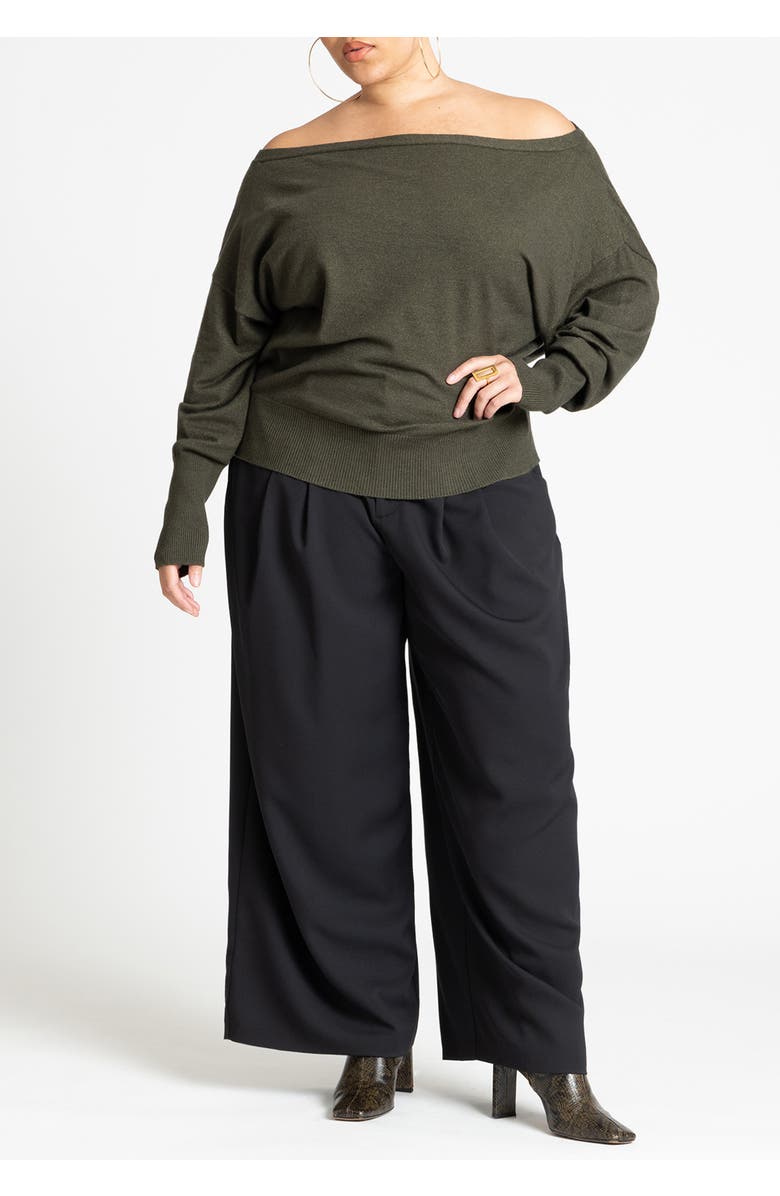 ELOQUII Slouchy Sweater, Alternate, color, Green Jacket Heather