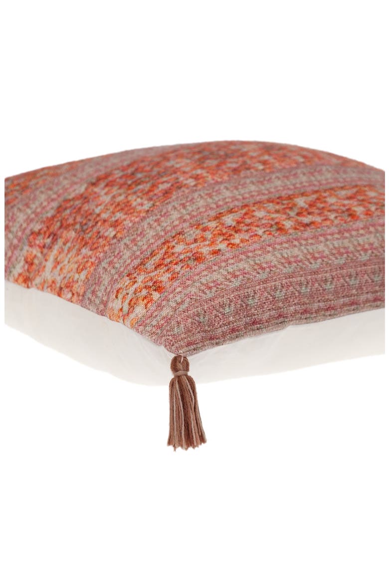 Tassel Trim Square Accent Pillow, Alternate, color, PINK