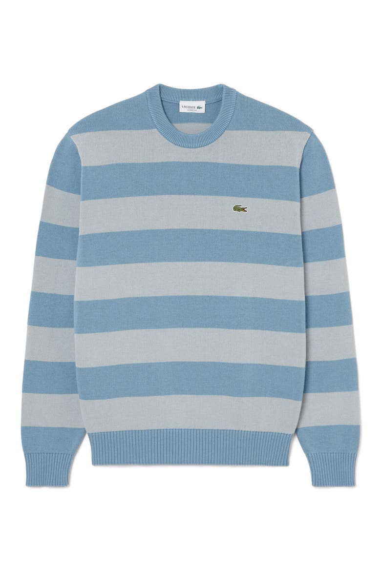 Striped Cotton Crewneck Sweater, Alternate, color, ARAL/ SHELL GREY