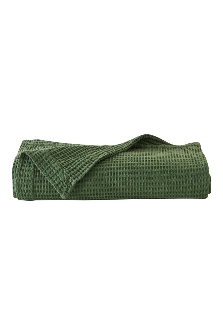 Super Soft Cotton All-Season Waffle Weave Throw Blanket, Main, color, FOREST GREEN