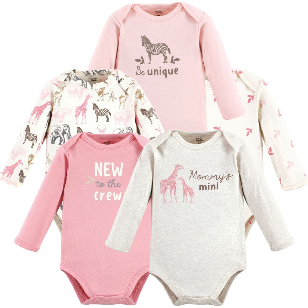 Touched By Nature Little Soft Organic Cotton Long-sleeve One-piece Essentials In Pink