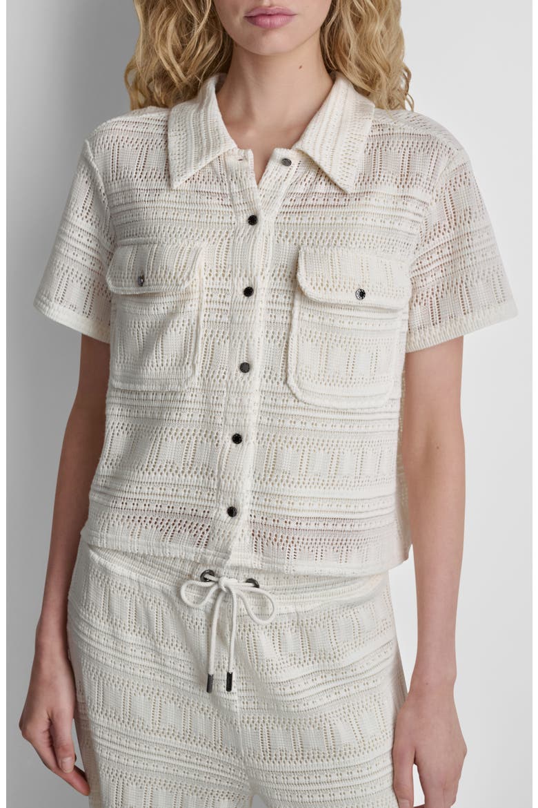 Open Stitch Button-Up Shirt, Main, color, COCONUT