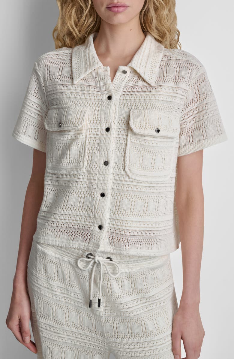 DKNY Open Stitch Button-Up Shirt, Main, color, Coconut
