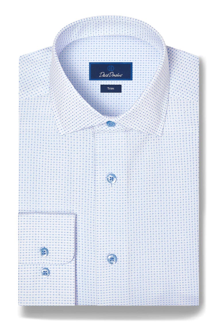 Trim Fit Geometric Dress Shirt, Main, color, WHITE/ SKY
