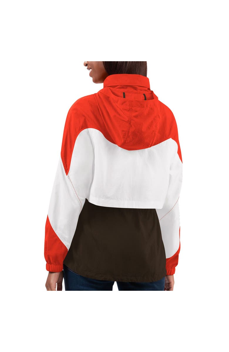 G-III 4HER BY CARL BANKS Women's G-III 4Her by Carl Banks Brown/Orange Cleveland Browns Tie Breaker Lightweight Quarter-Zip Jacket, Alternate, color, Brown