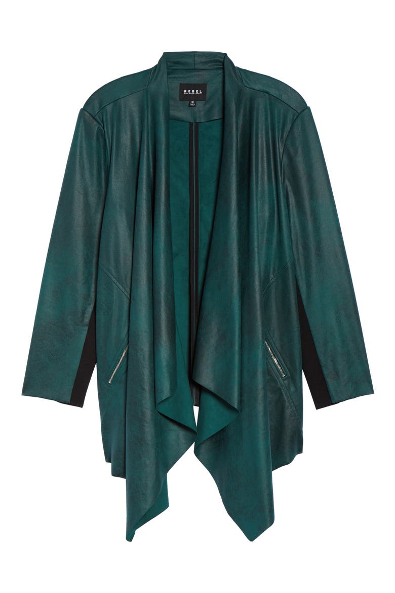 Stretch Faux Suede Jacket, Alternate, color, SEA MOSS