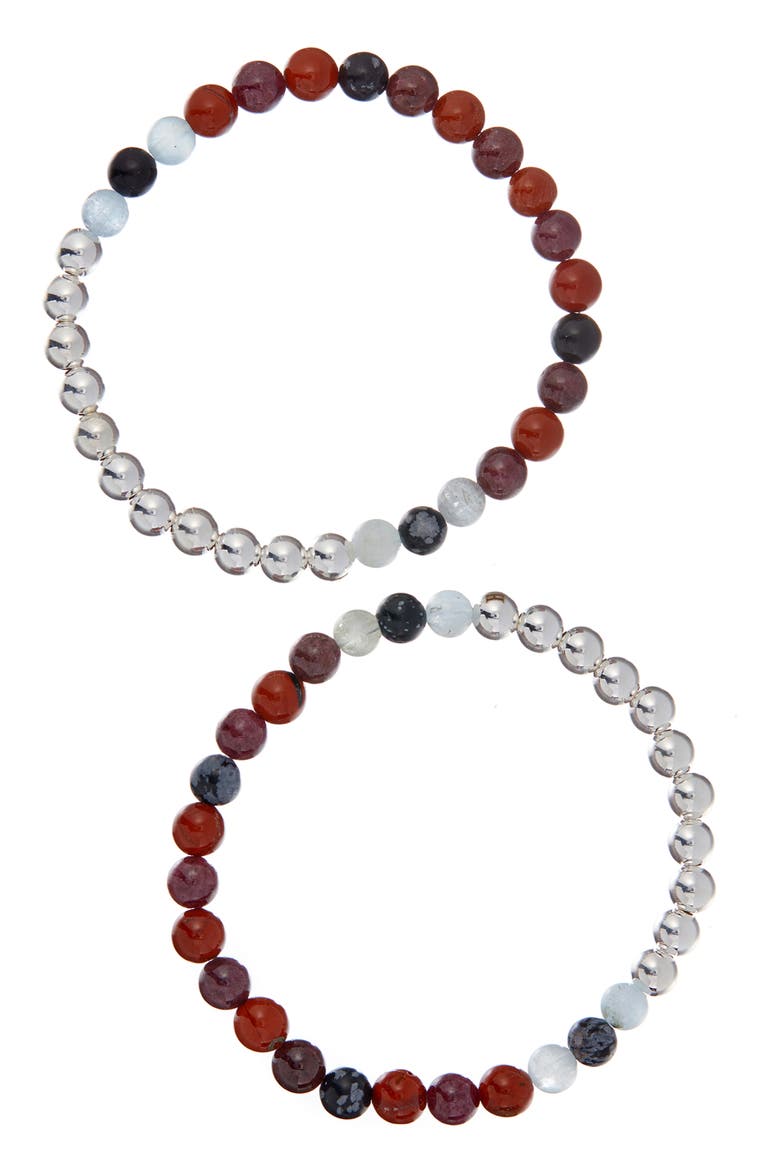 N82 Gut Health Set of 2 Healer's Bracelets, Main, color, SILVER