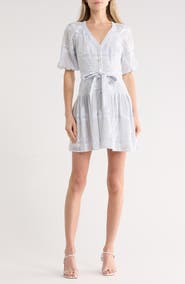 Veronica Beard Bobbie Embroidered Eyelet Puff Sleeve Fit & Flare Dress