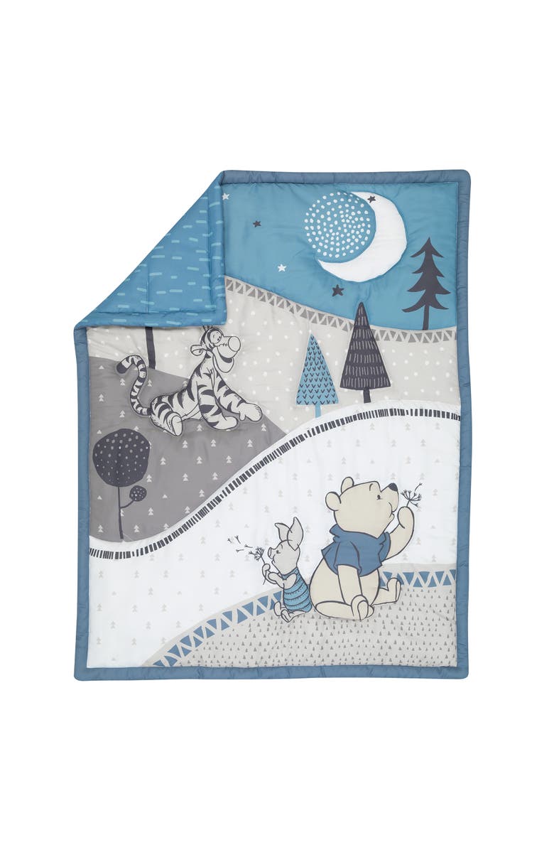 Lambs & Ivy Disney Baby Forever Pooh 3-Piece Mini Crib Bedding Set, Alternate, color, Blue