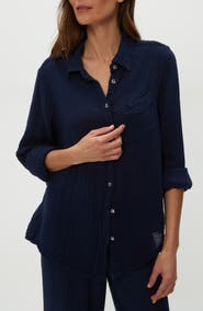 Michael Stars Ernie Cotton Gauze Button-Up Shirt
