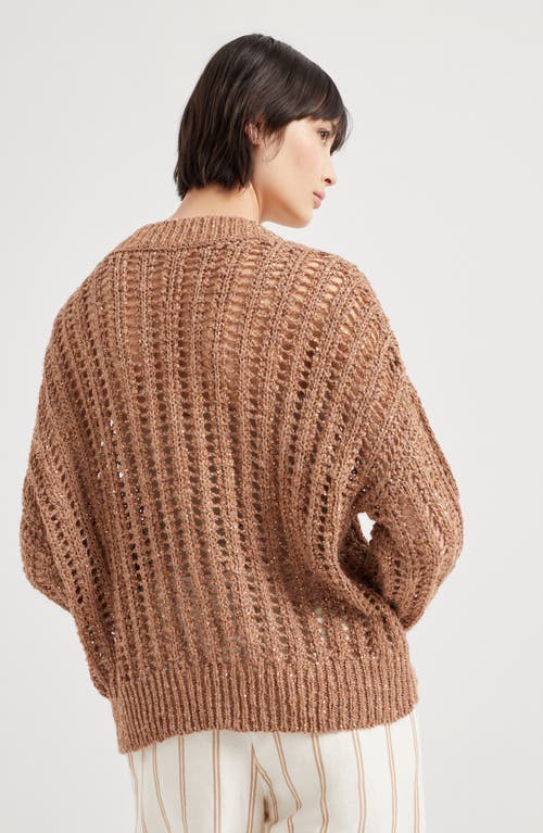 Brunello Cucinelli Dazzling Sweater In Rust Brown