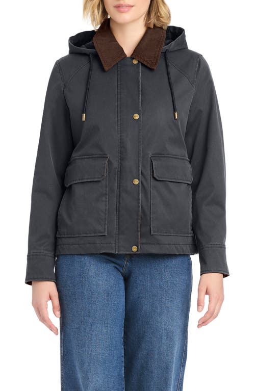 Sanctuary Hooded Waxed Jacket In Gray