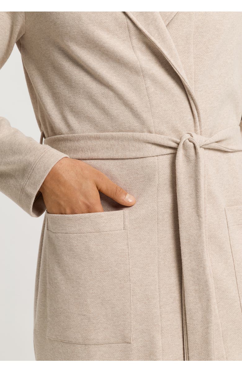 Hanro Cozy Living Organic Cotton Soft Jersey Robe, Alternate, color, Camel Melange