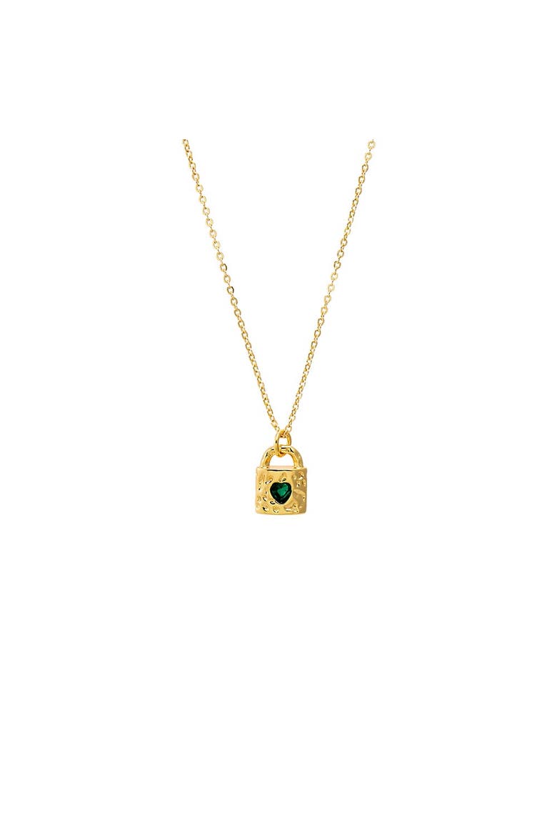 Emerald Green Heart Lock Necklace, Main, color, Emerald Green