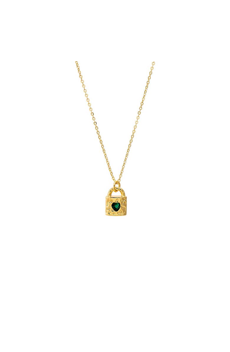 BY ADINA EDEN Emerald Green Heart Lock Necklace, Main, color, Emerald Green