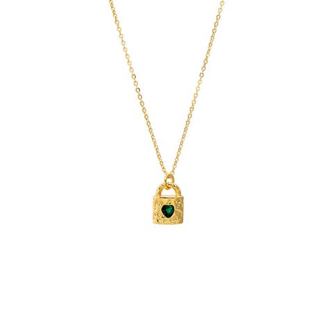 Emerald Green Heart Lock Necklace