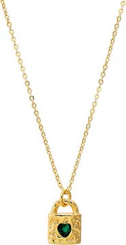 BY ADINA EDEN Emerald Green Heart Lock Necklace