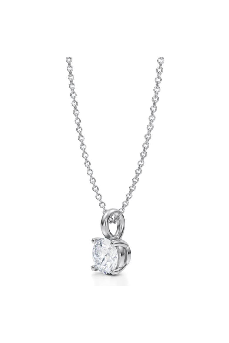Round Solitaire Lab Diamond Pendant Necklace 14K Yellow Gold, Alternate, color, White Gold