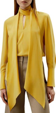 Lilysilk Flowing Draped Tie-Neck Silk Blouse