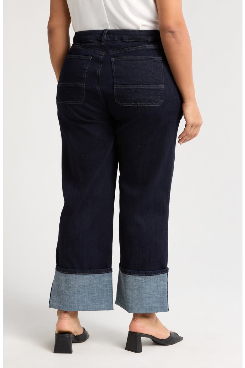 Fab Ab Cuffed High Waist Wide Leg Jeans, Alternate, color, DISTINGUISHED
