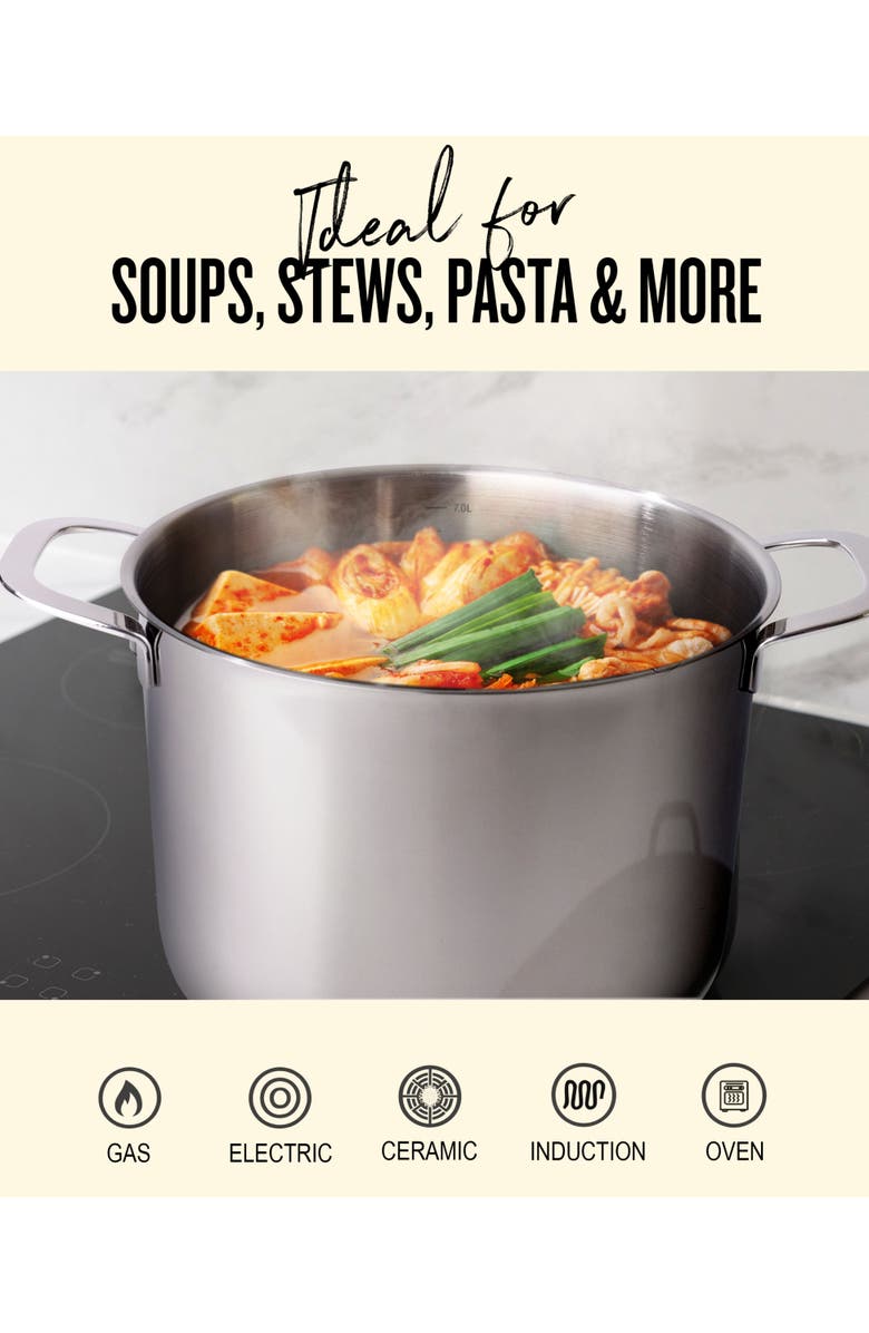 Alva Maestro stainless steel stockpot, Alternate, color, Silver 8Qt