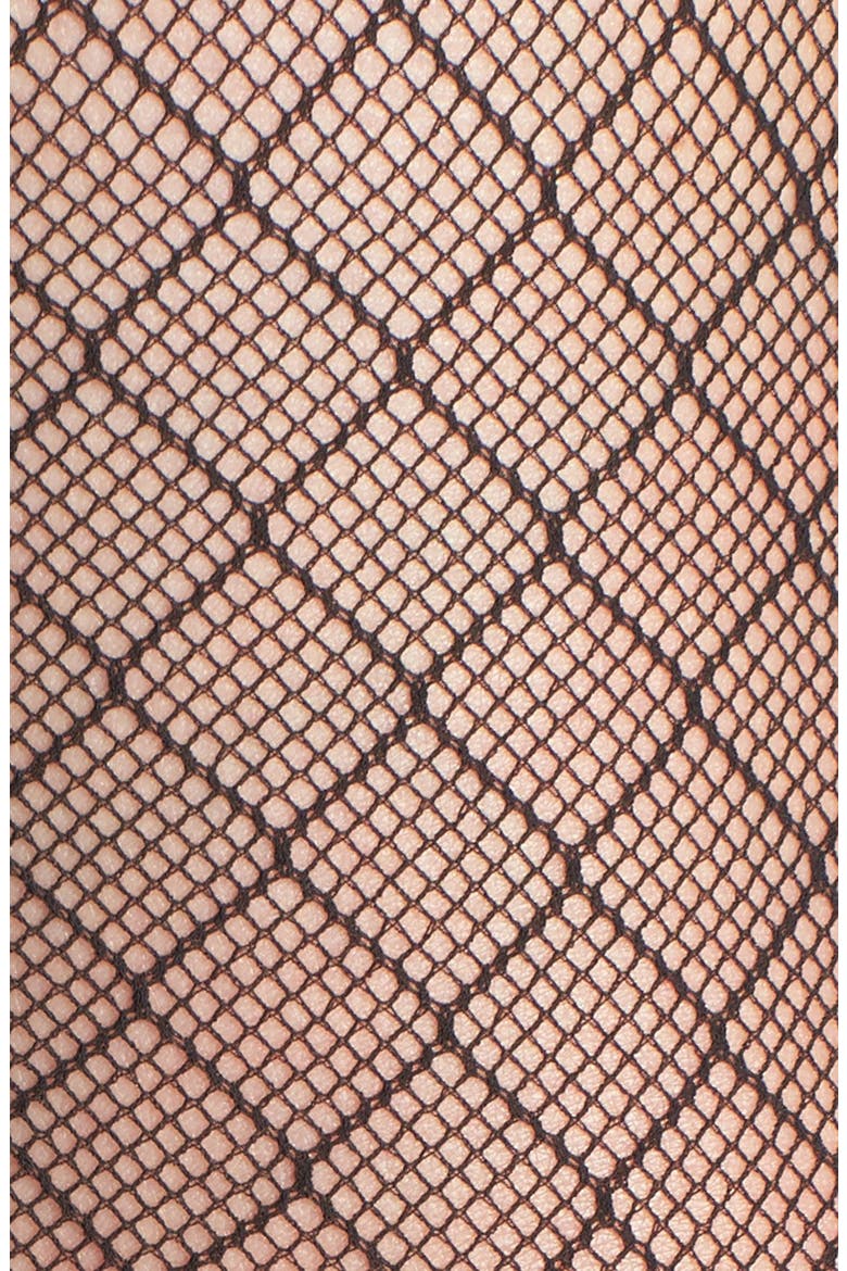 Diamond Fishnet Slimmer Tights, Alternate, color, BLACK