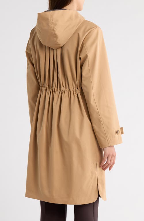 Bernardo Hooded Midlength Raincoat In Brown