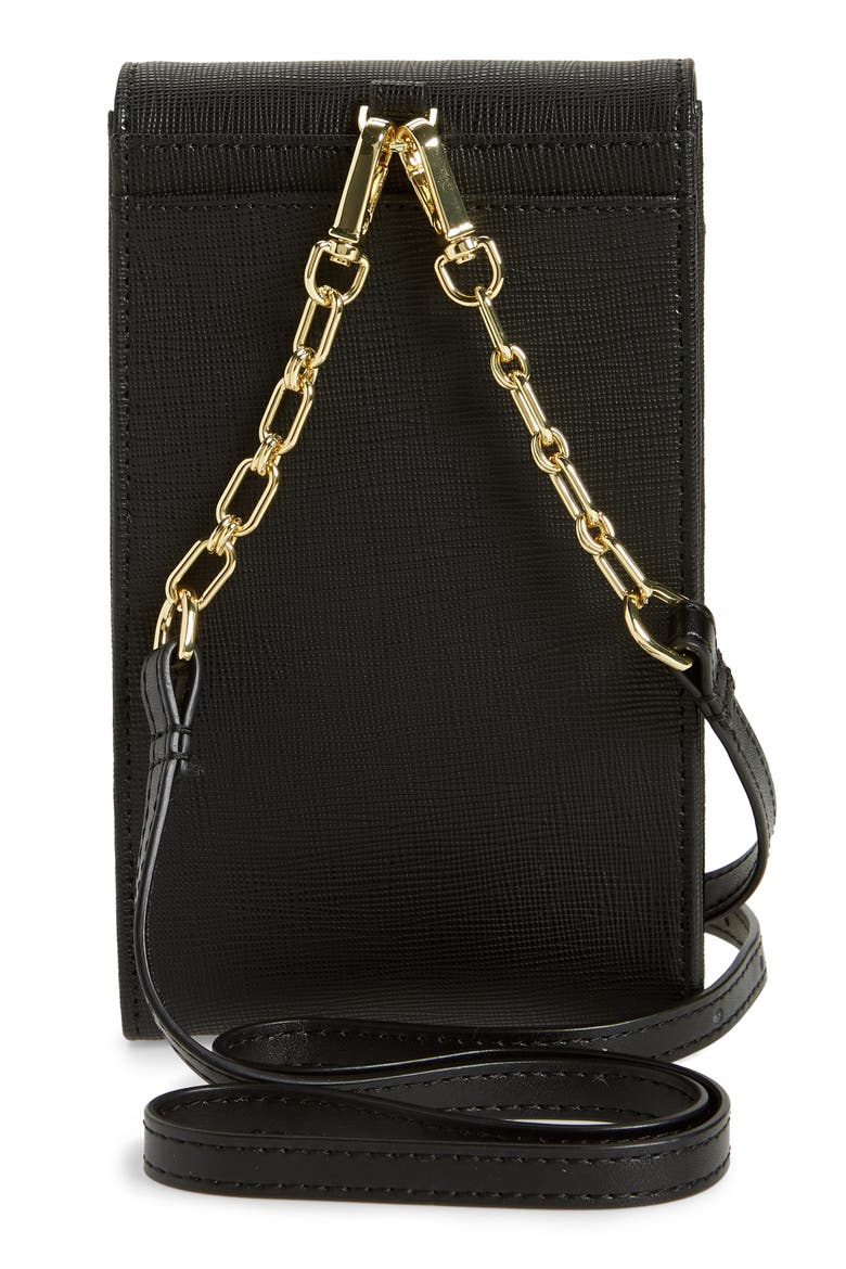Geriee Saffiano Leather Phone Crossbody Bag, Alternate, color, BLACK