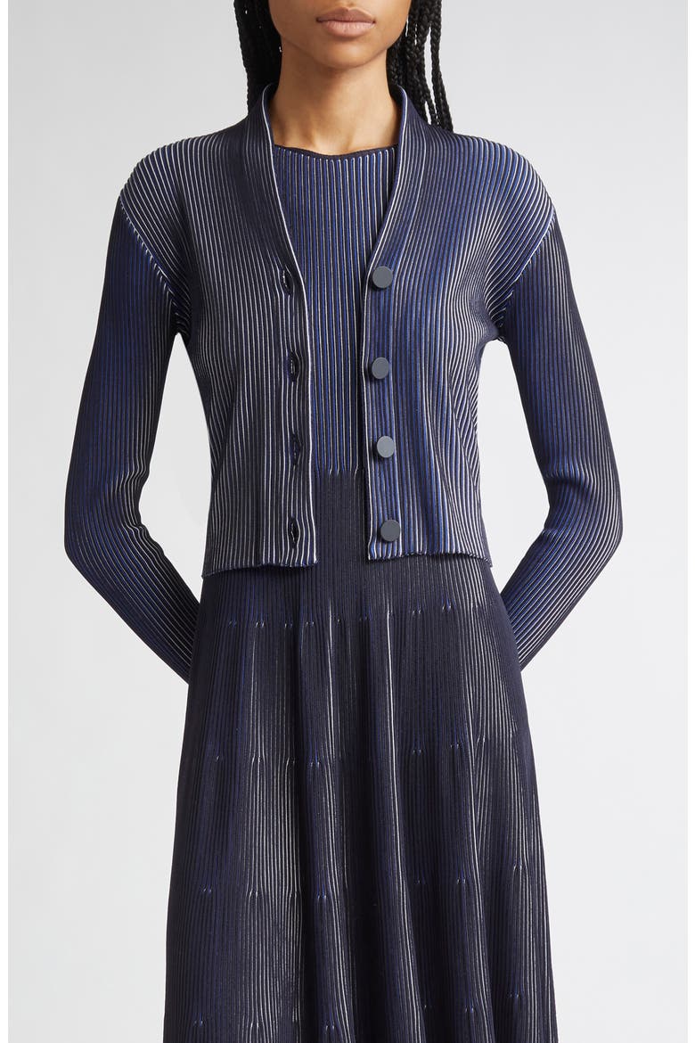 Stripe Rib Cardigan, Main, color, BLACK/ NAVY