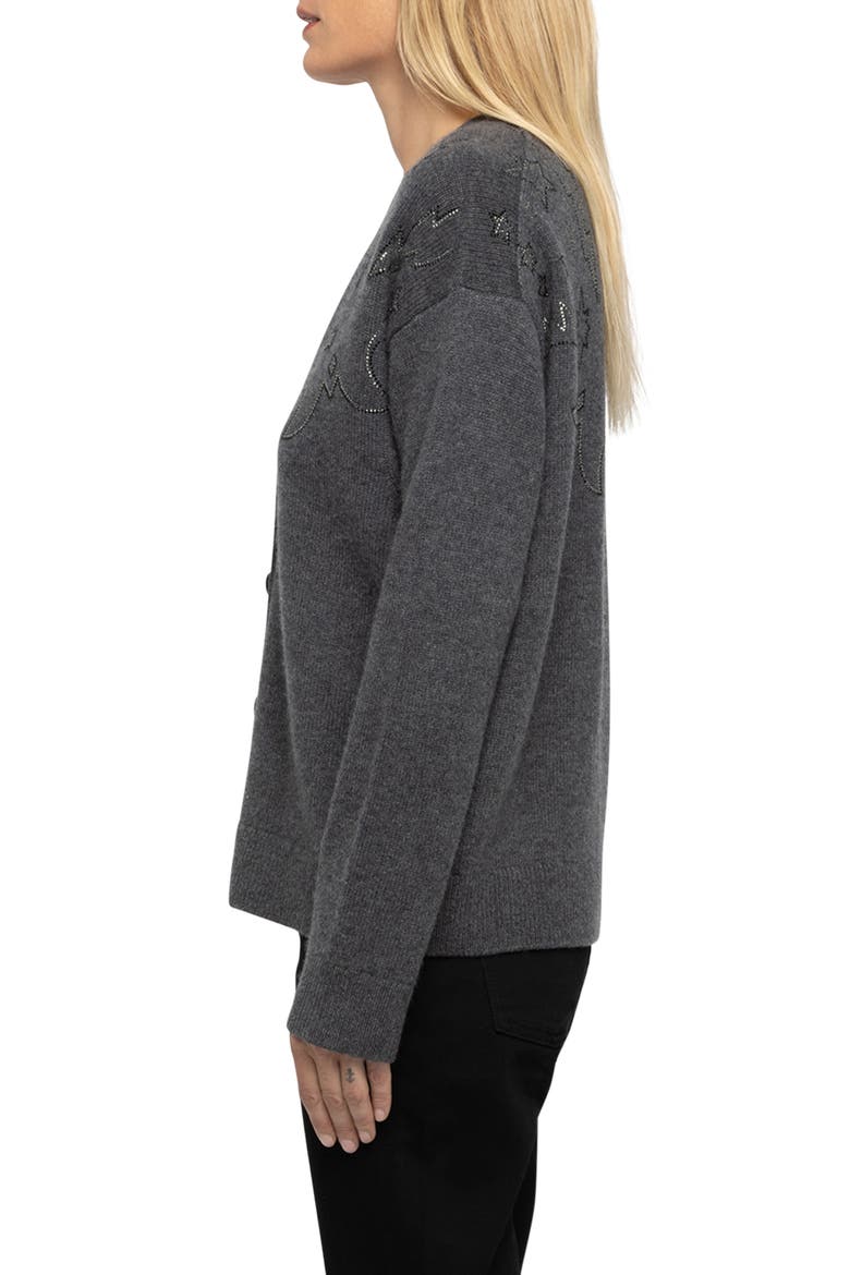 Mirkaz Strass Cashmere Cardigan, Alternate, color, ANTHRACITE