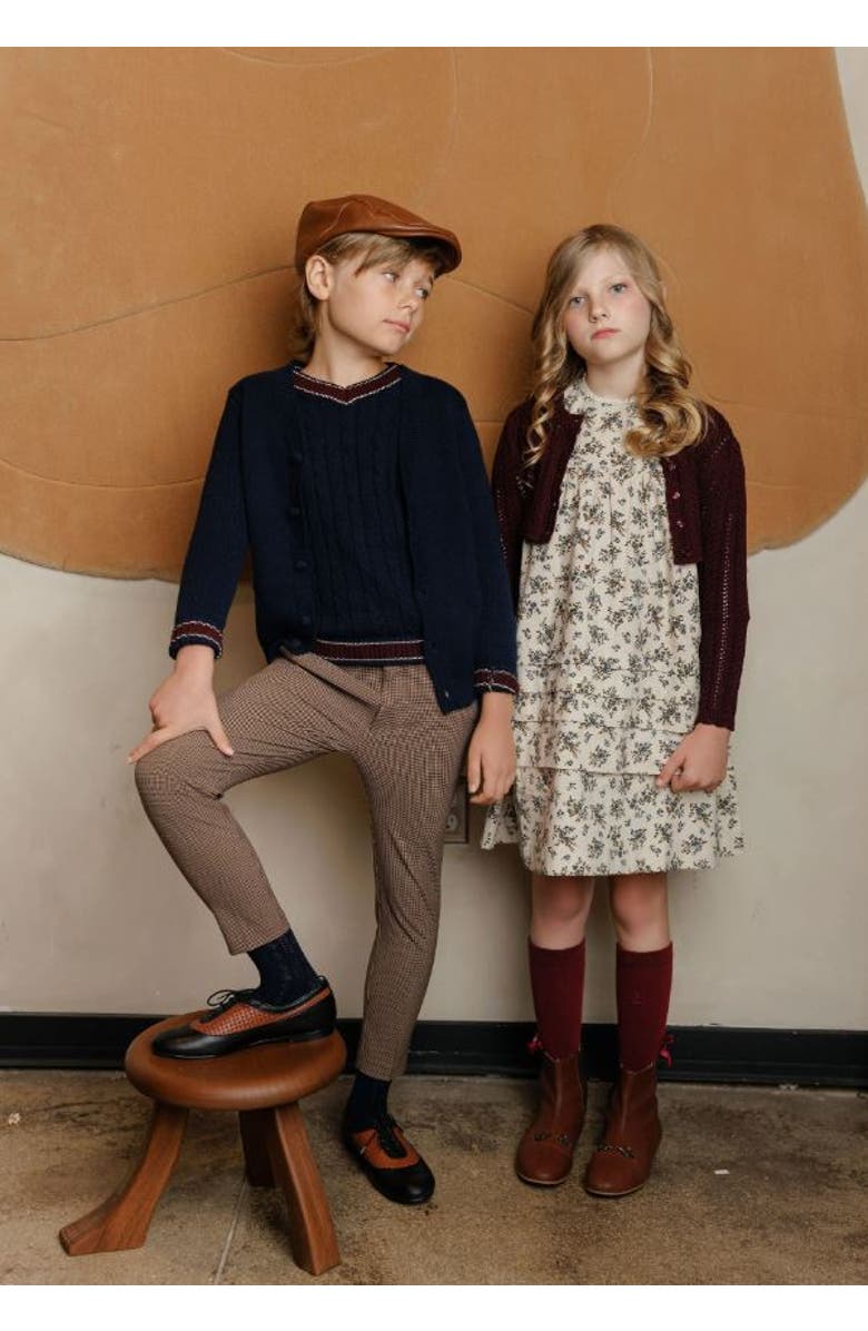 Ely's & Co. Looms Cable Pointelle Collection - Cardigan, Alternate, color, Wine