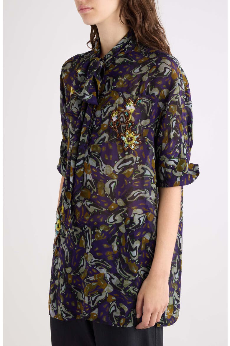 Calma Embellished Georgette Blouse, Alternate, color, PURPLE